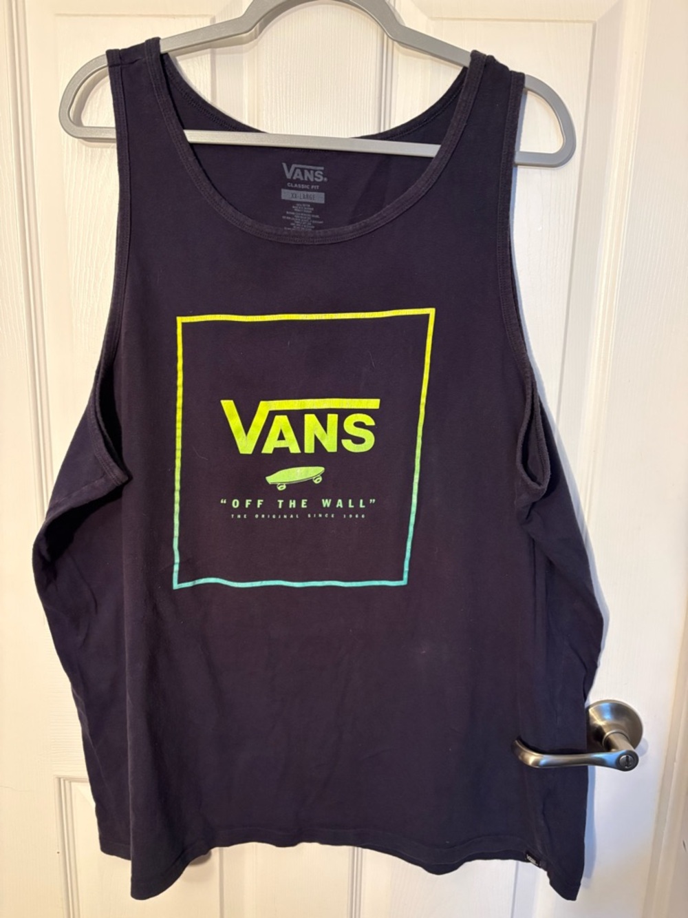 Vans Black Tank Top with Neon Yellow-Green Logo